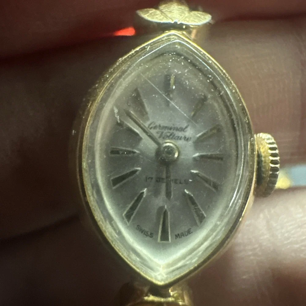 Works VTG Germinal Voltaire 17J Swiss Manual Wind Ladies Watch Gold Tone FIT 5in